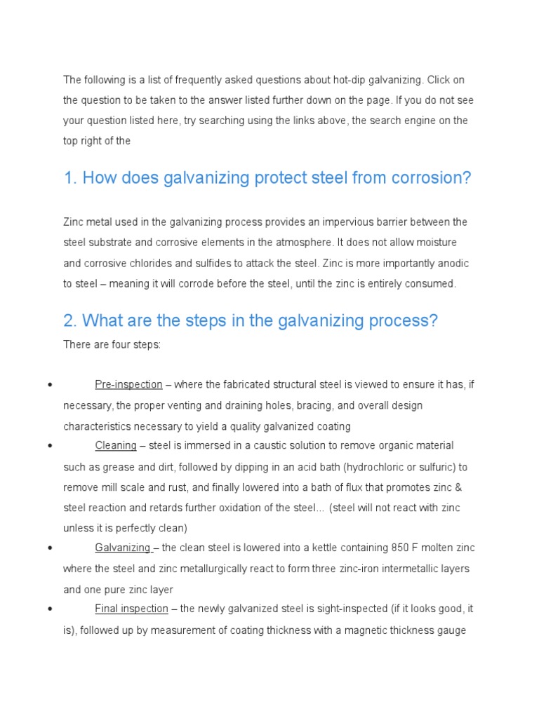How Does Galvanizing Protect Steel From Corrosion? Download Free PDF