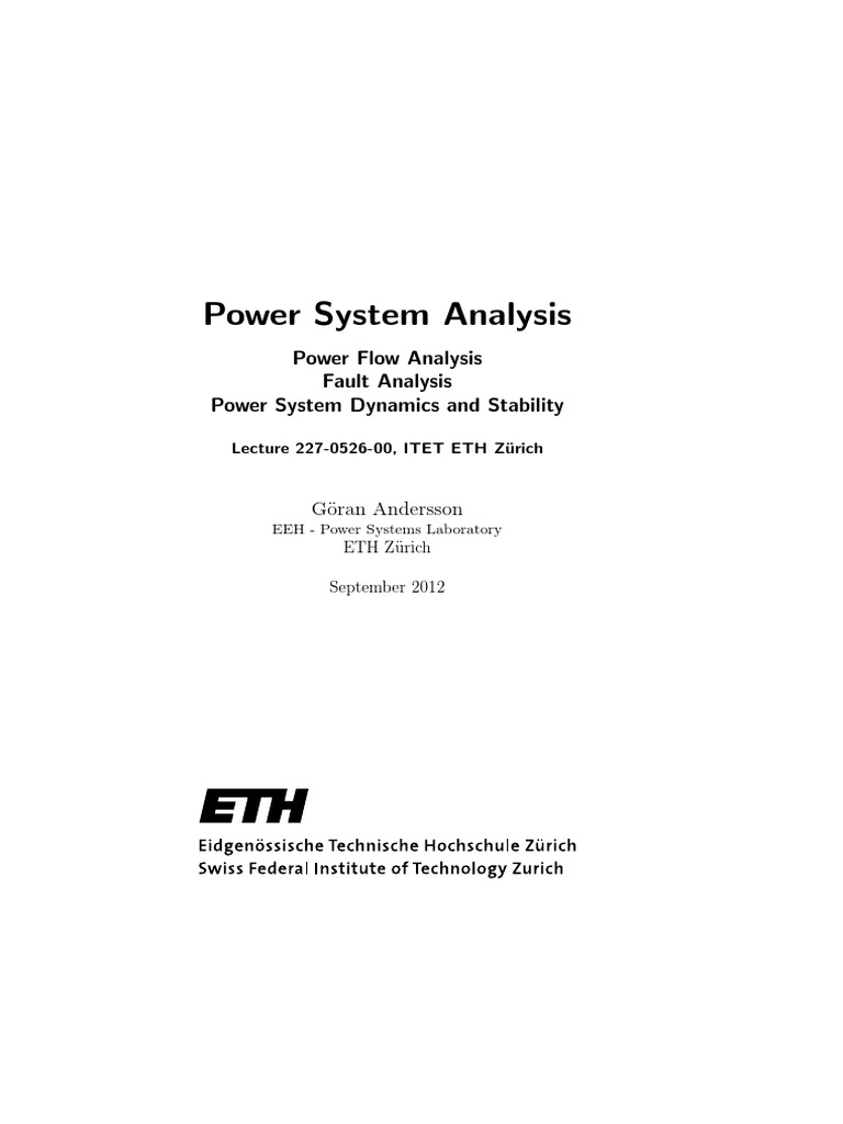Power System Analysis Power Flow Analysis Fault Analysis Power