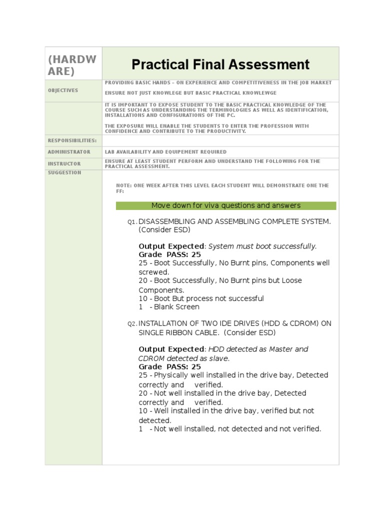 Practical PC Hardware Assessment Guide | PDF | Comp Tia | Computer ...