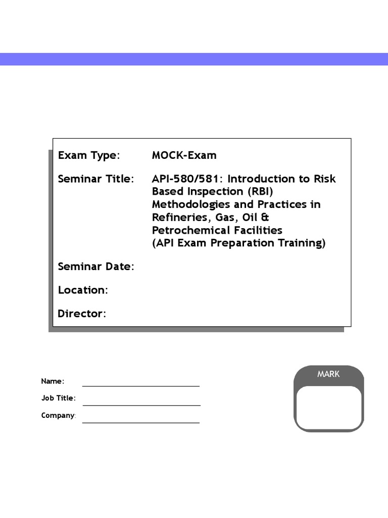 Download API 580 Mock Exam | Reliability Engineering | Risk