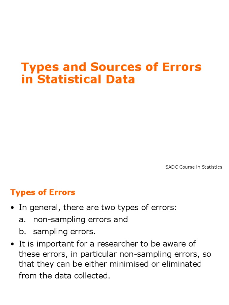 Types and Sources of Errors in Statistical Data | Survey Methodology ...