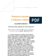 Memoria Narrativa e Industria Culturale