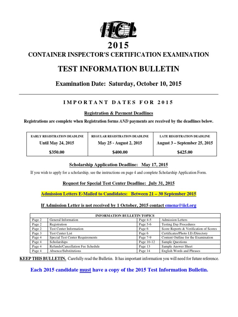 2015 Container Inspector Exam Details | PDF | Test (Assessment) | Welding