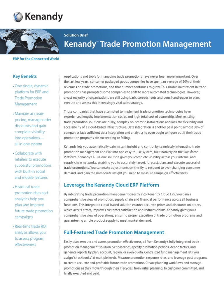 SB Kenandy Trade Promotion Management Cloud Erp | PDF