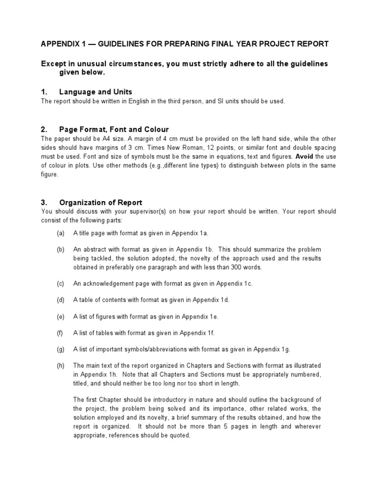 Final Year Project Report Guidelines | PDF | Typefaces | Teaching ...
