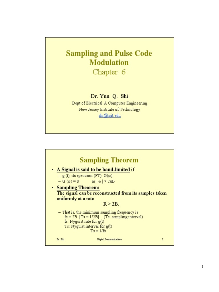 Sampling and Pulse Code Modulation | PDF | Teaching Methods & Materials