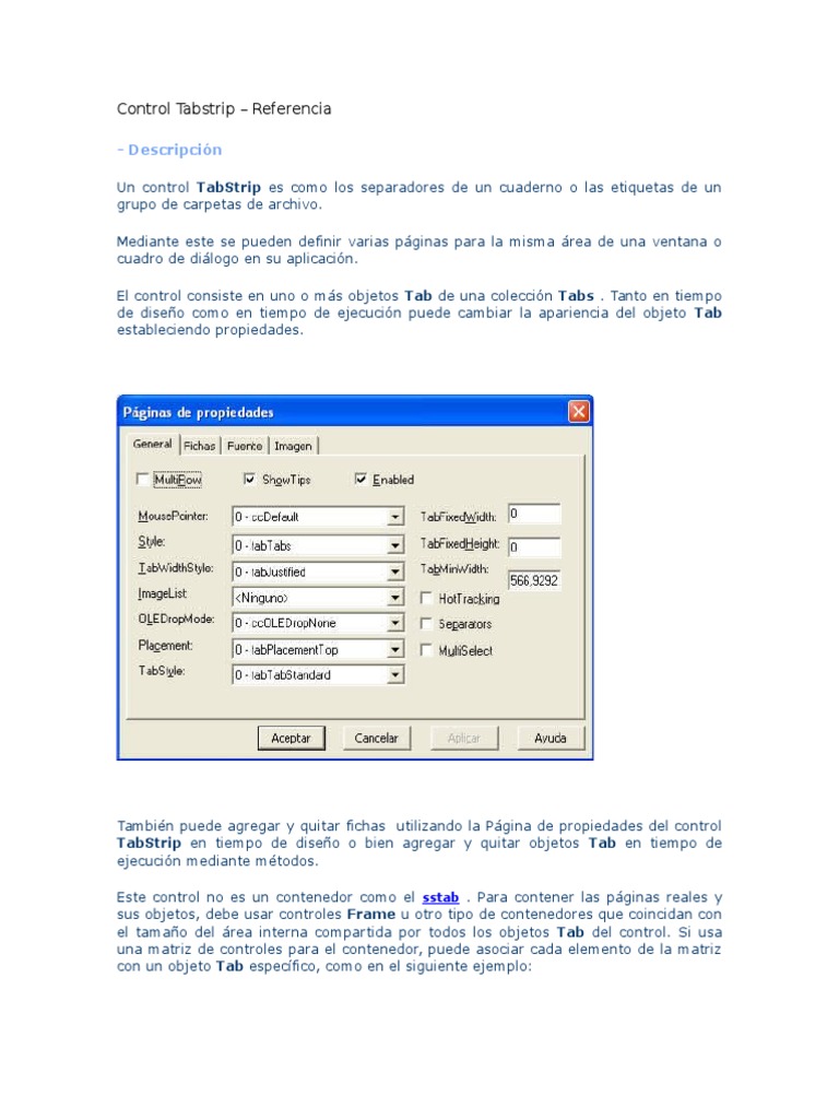 Control TabStrip en VBA: Guía Rápida | PDF | Tiempo de ejecución (fase ...