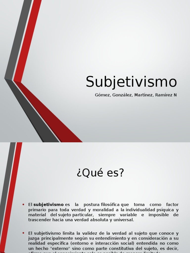 Definición y Filosofía del Subjetivismo | PDF | René Descartes | Verdad