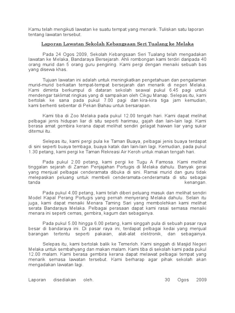 Kamu Telah Mengikuti Lawatan Ke Suatu Tempat Yang Menarik Pdf