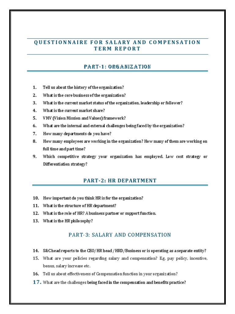 SPM Questionnaire Final Project | PDF | Performance Appraisal ...
