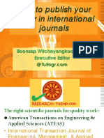 How To Publish Your Paper in International Journals: Boonsap Witchayangkoon, PHD Executive Editor