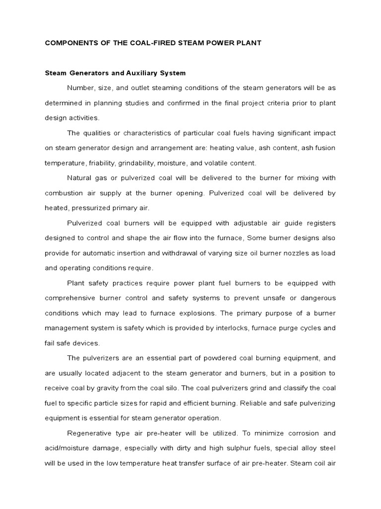 Coal-Fired Power Plant Components Overview | PDF | Boiler | Steam
