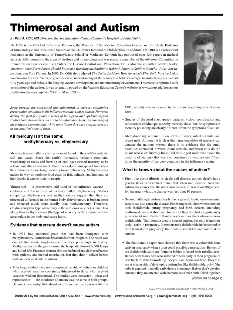 Thimerosal and Autism | PDF | Congenital Disorder | Autism
