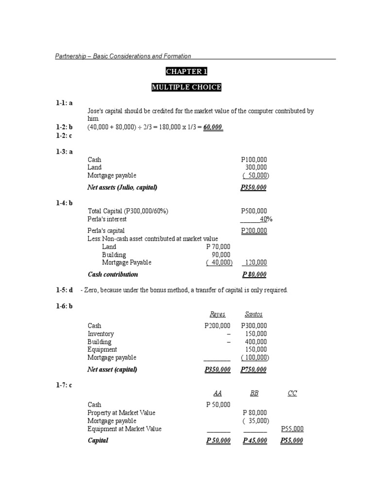 Partnership Formation Essentials Guide | PDF | Balance Sheet | Goodwill ...