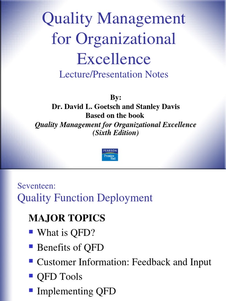 Chapter17 Quality Function Deployment PDF Quality Management Systems Theory