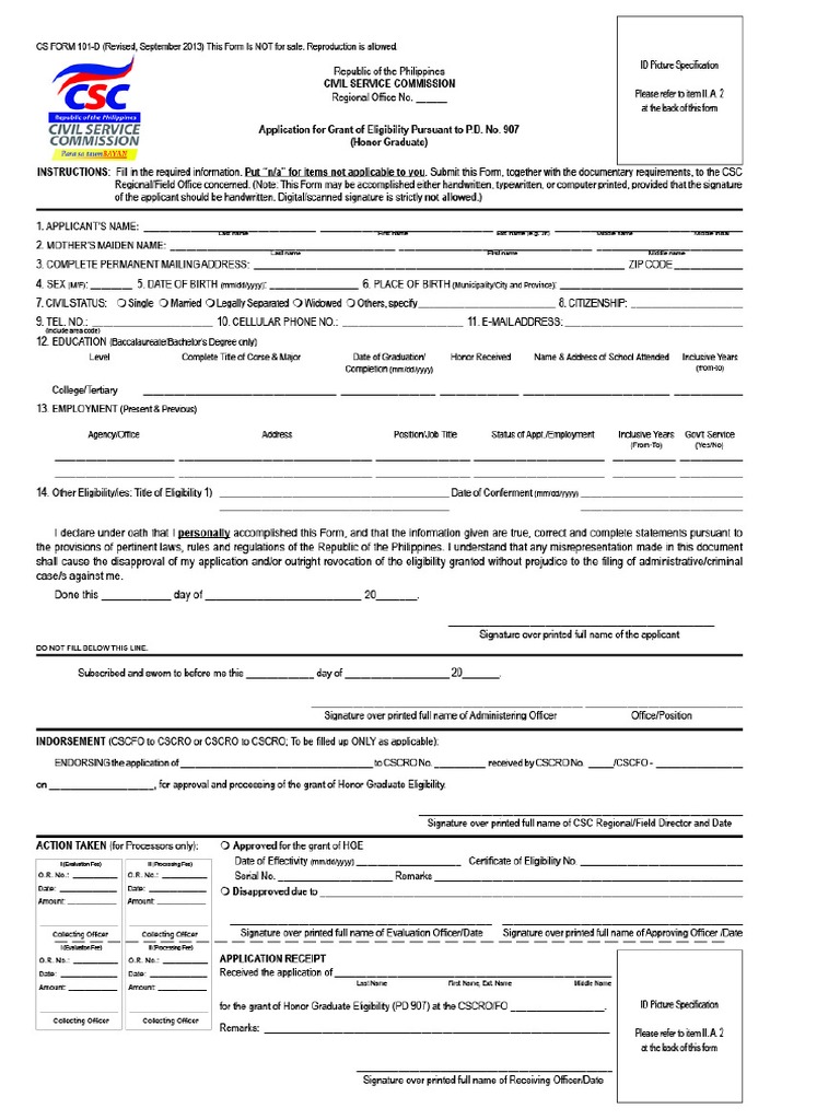 CSC Form 101-D | PDF