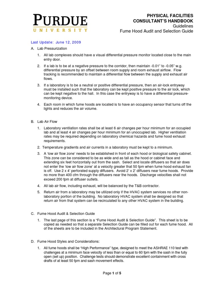 02 Laboratories Fume Hood Exhaust Guidelines Duct (Flow) Ventilation (Architecture)