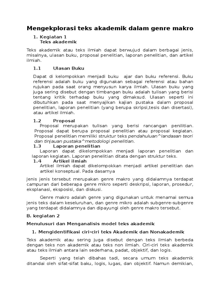 Mengekplorasi Teks Akademik Dalam Genre Makro