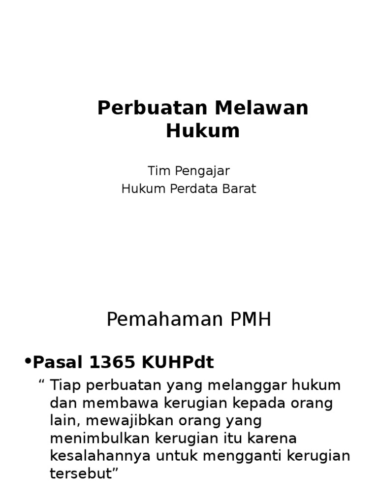 Perbuatan Melawan Hukum | PDF | Hukum