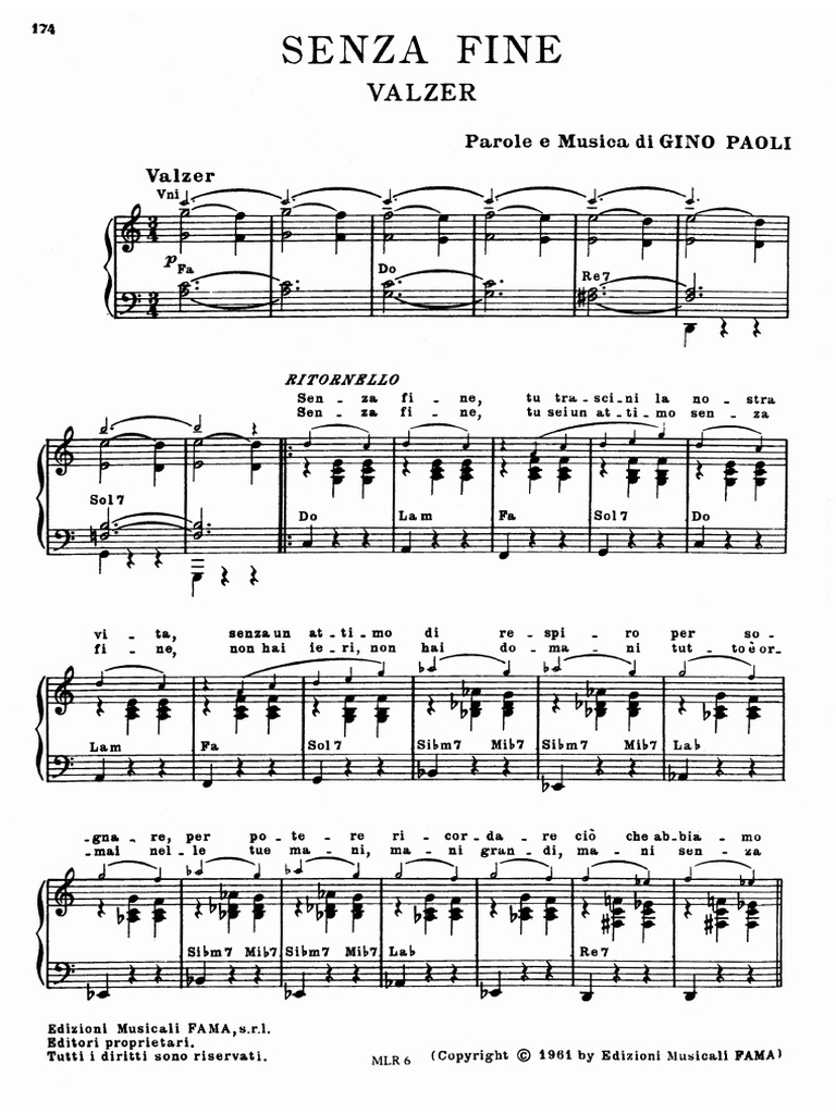 Senza Fine Spartiti Gino Paoli