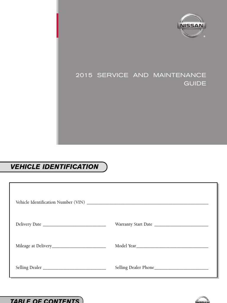 2015 Nissan Service Maintenance Guide | PDF | Four Wheel Drive | Brake