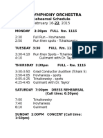 Jmu Symphony Orchestra: Rehearsal Schedule