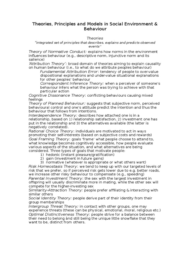 Social Behavior Theories and Models Explained | PDF | Norm (Social ...