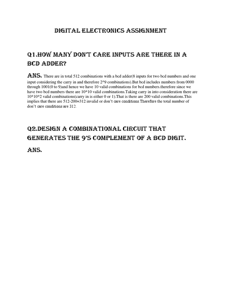 Digital Electronics Morris Mano Solutions PDF