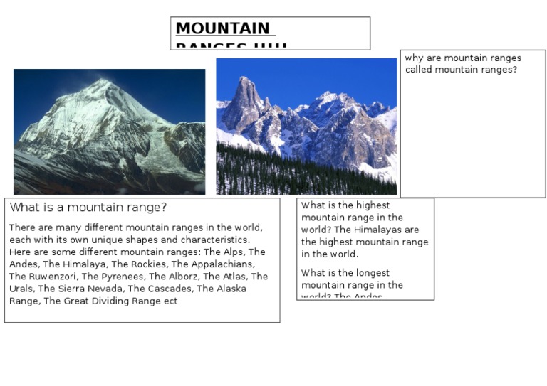 Mountain Ranges Overview | PDF