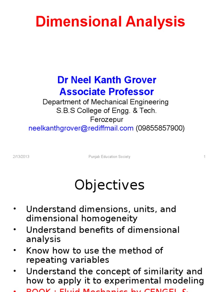 Dimensional Analysis PDF