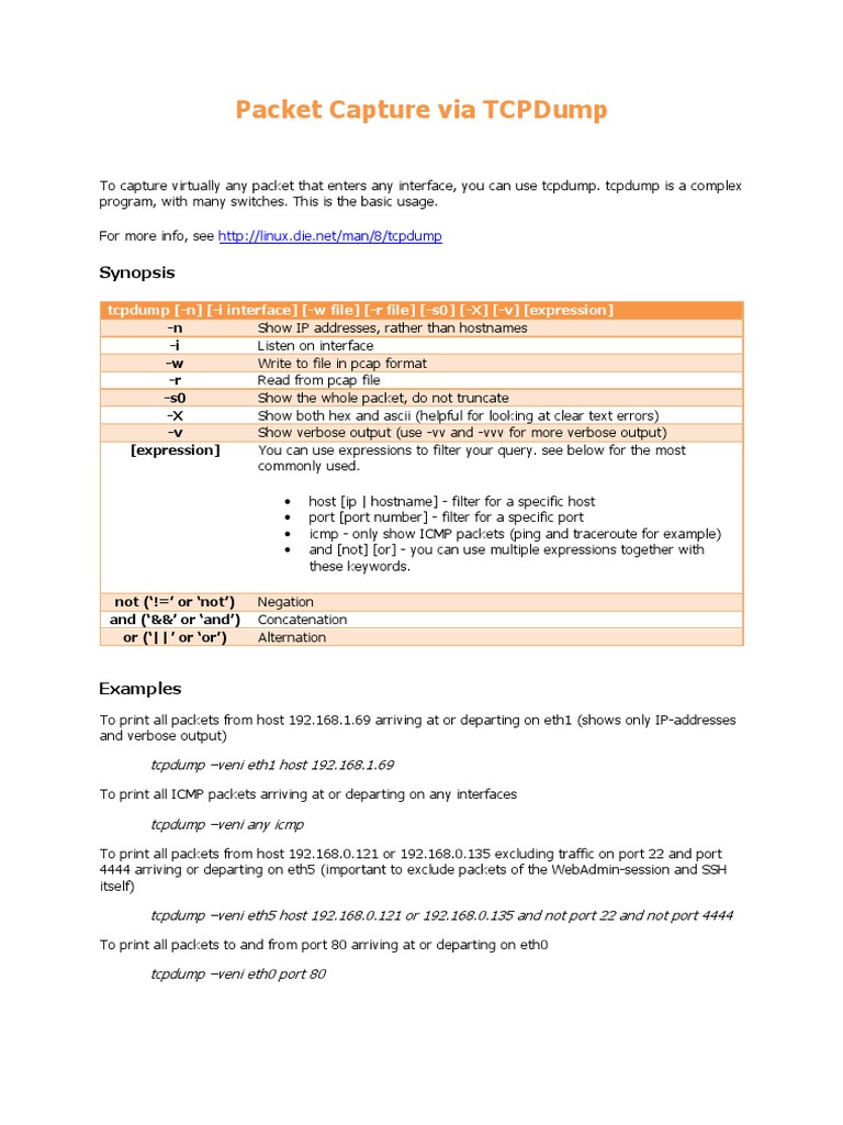TCPDump Guide for Network Analysts | PDF | Internet Architecture ...
