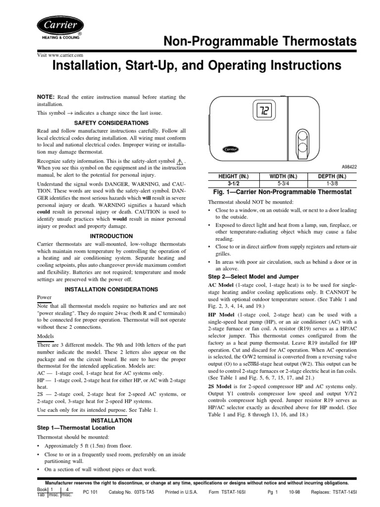 Thermostat Carrier Install manual Thermostat Electrical Connector