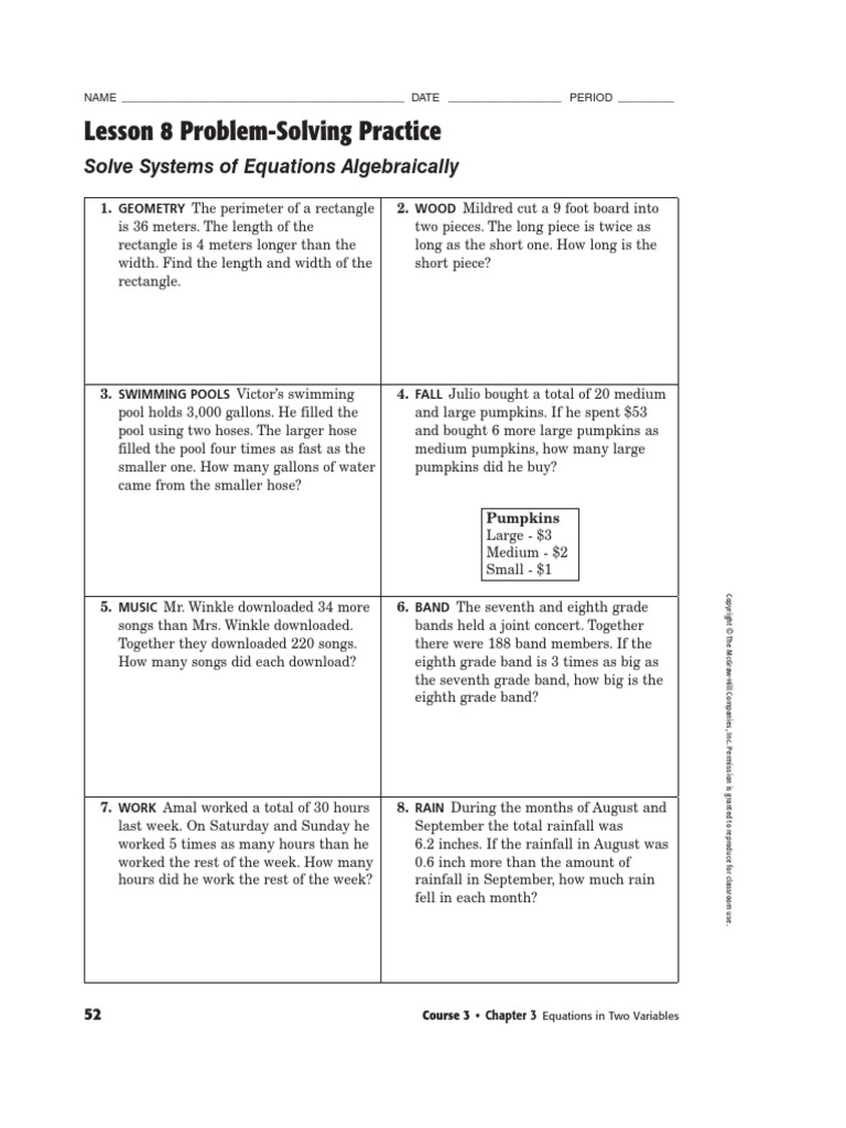 Lesson 3 homework practice equations in y = mx form answer key image