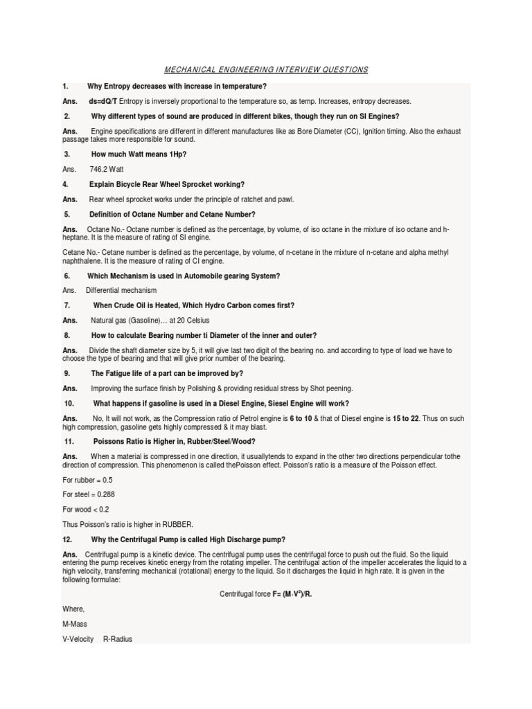 Me Interview Ques | PDF