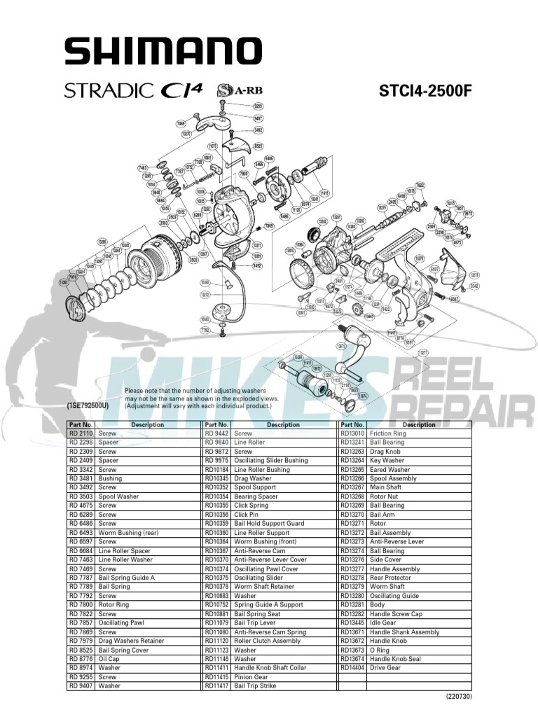 Shimano Stradic STCI42500F Schematic | PDF | Technology & Engineering