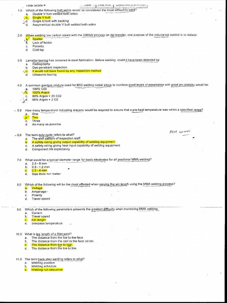 CSWIP Question & Answer 150 220111 PDF Welding Construction