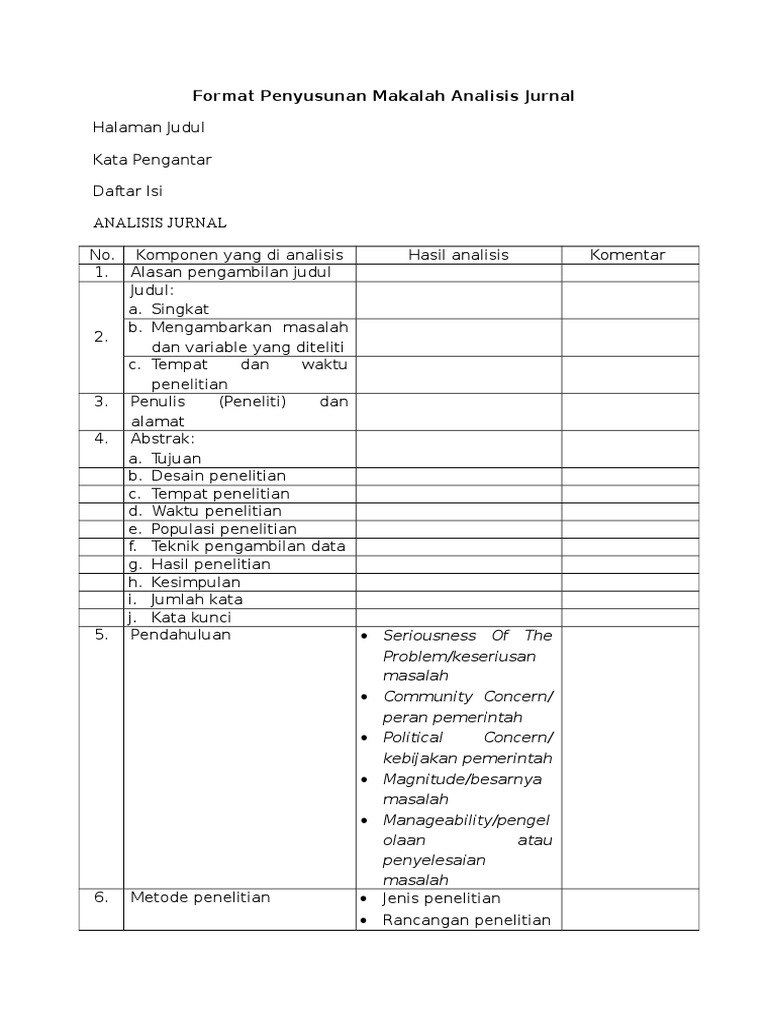 Format Penyusunan Makalah Analisis Jurnal Pdf
