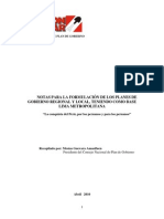 Notas Para Los Planes de Gobierno Local y Regional