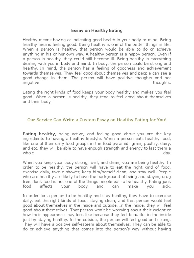 essay about importance of eating healthy food