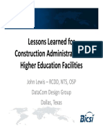 Lessons Learned For Construction Administration of Higher Education Facilities - John Lewis - DataCom Design Group