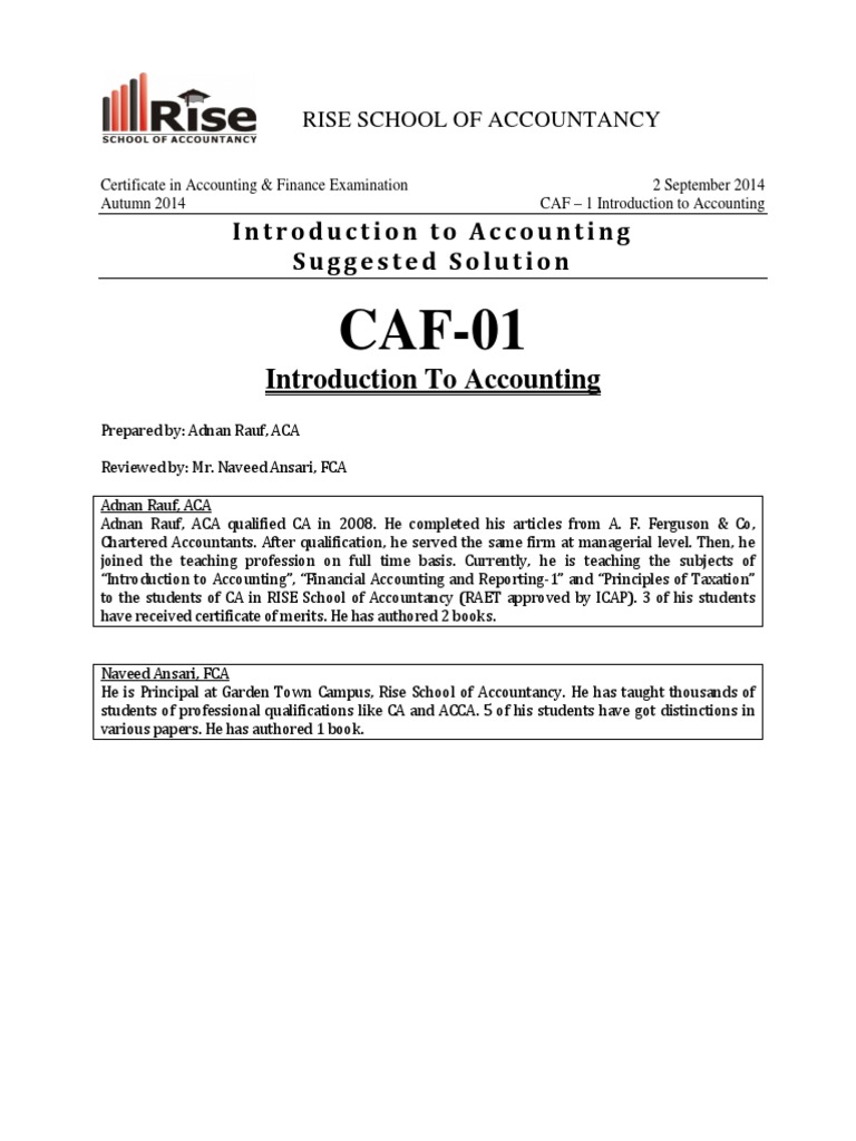 Suggested Solutions for CAF-1 Accounting | PDF | Debits And Credits | Banks