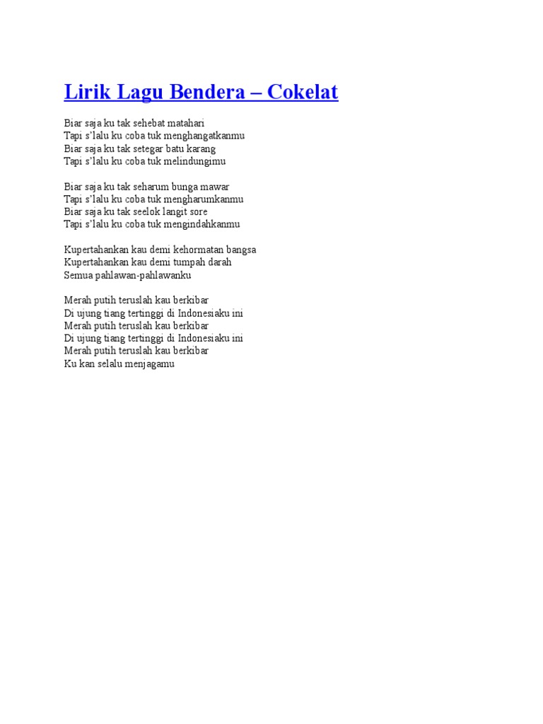 Lirik Lagu Bendera