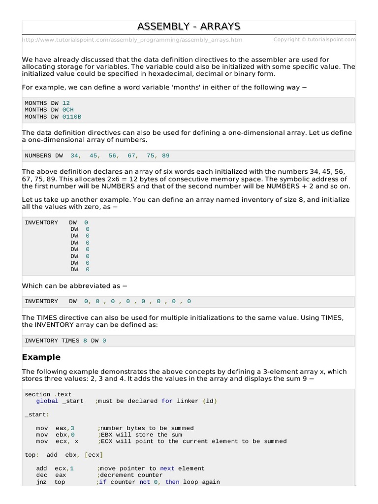 Assembly Arrays | PDF