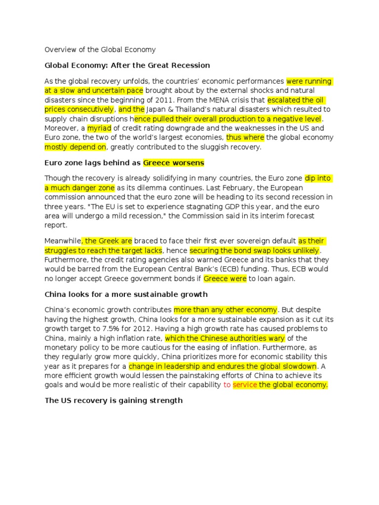 Global Economic Overview Post-Recession | PDF | European Central Bank ...