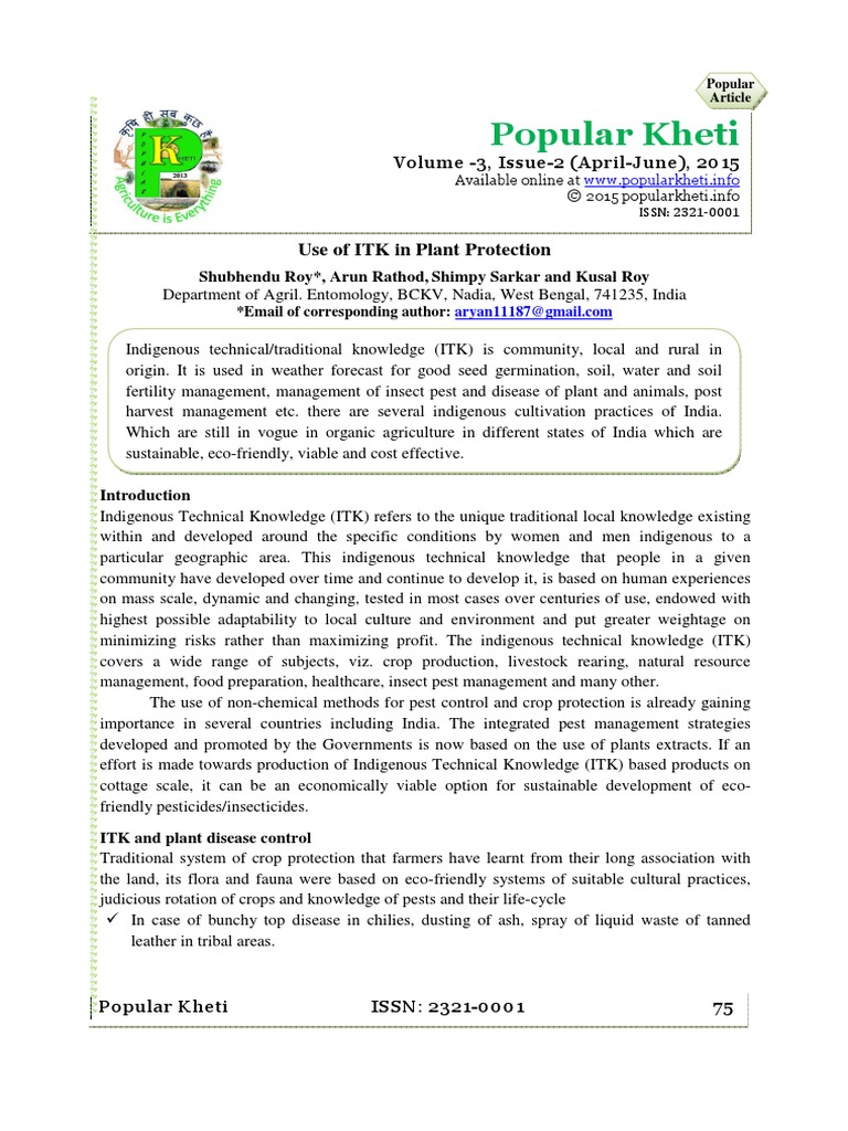 Use of ITK in Plant Protection | PDF | Rice | Pest Control
