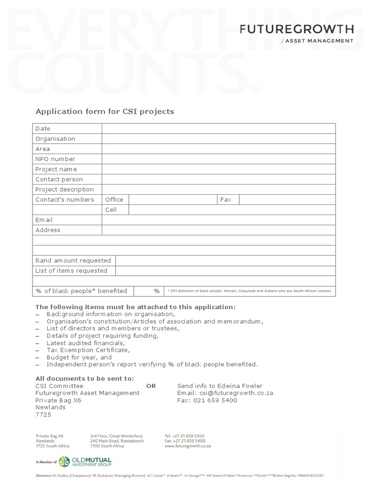 CSI Project Funding Application Form 2025 | PDF