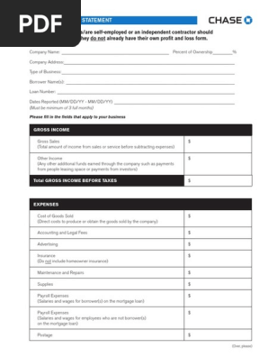 Sample Profit and Loss Statement