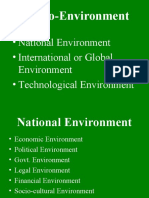 Macro-Environment: - National Environment - International or Global Environment - Technological Environment