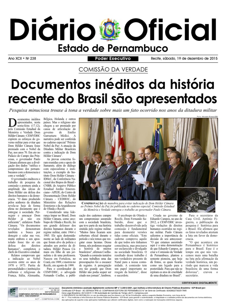 Diário Oficial Do Estado de Pernambuco de 19 de Dezembro de 2015 ...