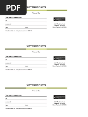gift certificate
